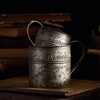 Retro Handle Cup Vase Drinkware Wrought Iron Flower Bucket Vintage English Printing Home Decor Gourmet Photography Props 3