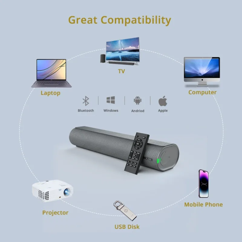 Bestisan-テレビとPC用の壁掛け式サウンドバー,Bluetooth