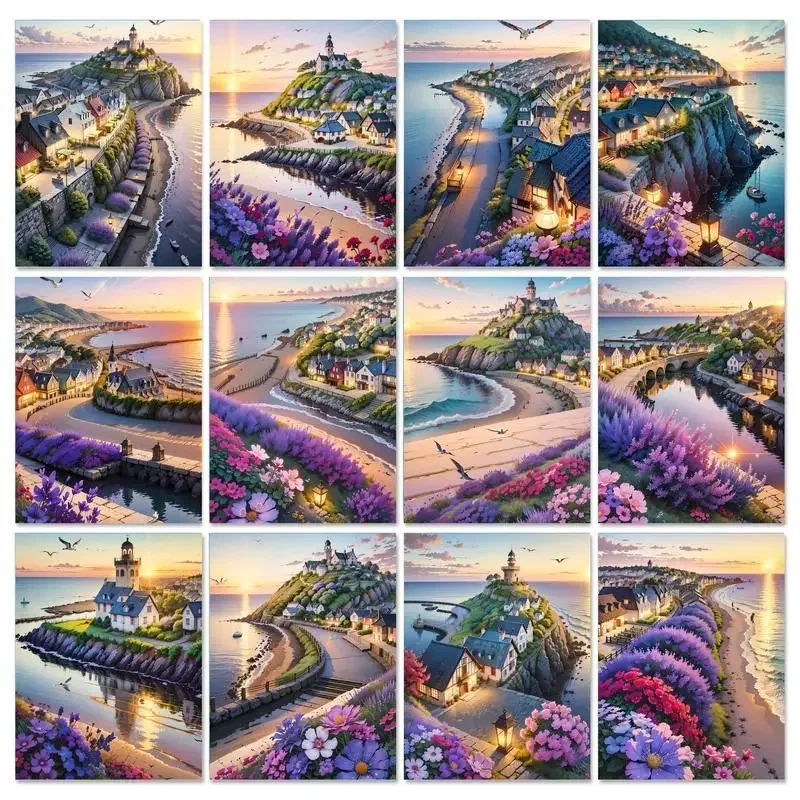 

979235 Painting By Numbers Seaside Acrylic Paint By Numbers On Canvas Landscape Home Decor Unique Gift