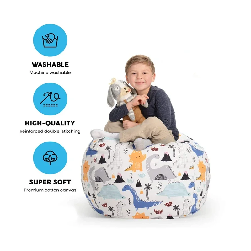 2025 Neuer Sitzsack zur Aufbewahrung von Stofftieren, Kinder-Spielzeugstuhl mit Reißverschluss, Canvas-Organizer für Kinder-Plüschtiere, große Kapazität – Detail 1