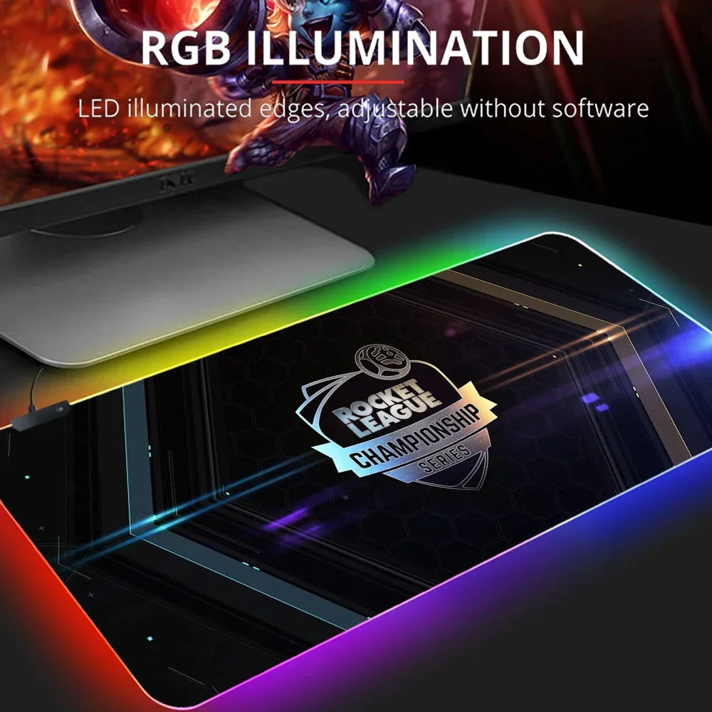 

Коврик для мыши RGB Rocket League, декоративный игровой Настольный коврик для мыши, офисный Профессиональный коврик для мыши, игровой коврик для клавиатуры xl