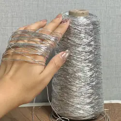 Elegant Silver and Gold Silk Core Woven Fabric for Handmade Craft and Clothing Accessories (Silvery 200g)