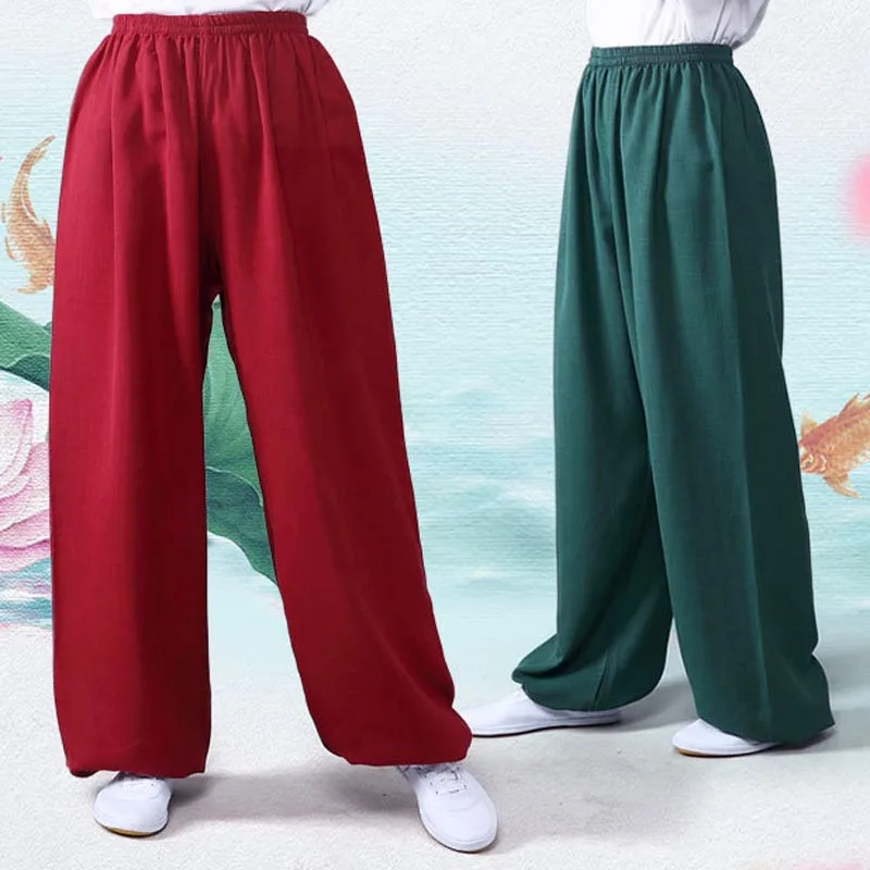 Cotton Linen Tai Chi Pants Lantern Breathable Women Men Martial Arts Pants Yoga Taekwondo Boxing Karate Jeet Kune Do Trousers tai chi trousers martial art trousers