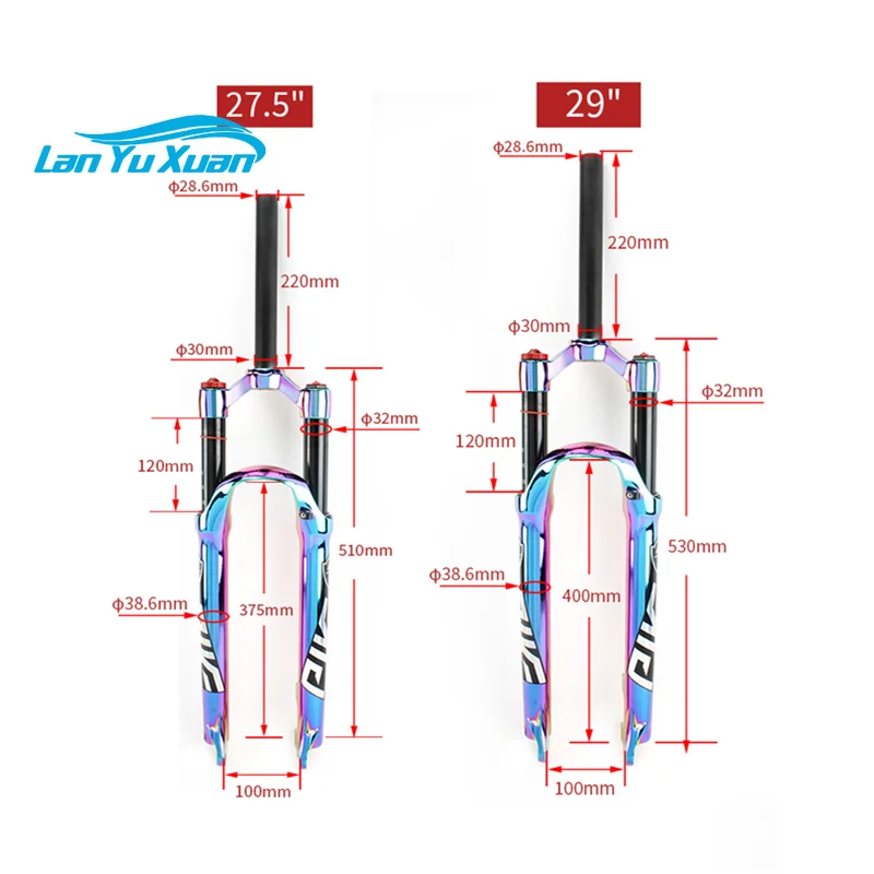 High Quality Mountain Bike Front Fork Aluminum Alloy Magnesium Alloy MTB 26 27.5 29 inch Air Suspension Bicycle Front Fork 4pcs set aluminum bike headset washer mountain bicycle front fork washer bike stem handlebar spacers rings gasket