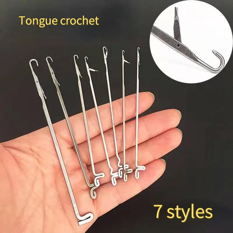 

7pcs/set Crochet Threader Beading Needles Home DIY Knitting Tools Crochet Hook with Tongue Hair Weave Crochet