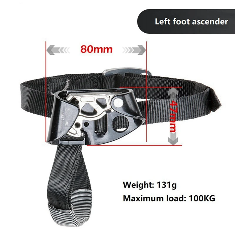 CAMNAL Rock Climbing Foot Ascender Riser With Pedal Belt Grasp Rope Gear Anti Fall Off Left Right Foot Ascend 2