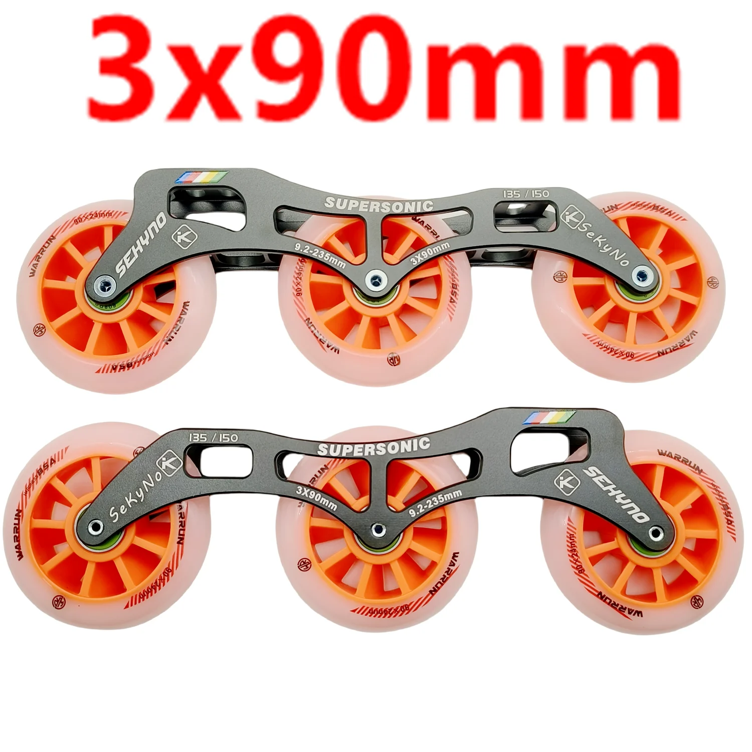 스피드 프레임 초음속 스케이트 휠, 3x90mm, 135-150mm, 90mm, 85A