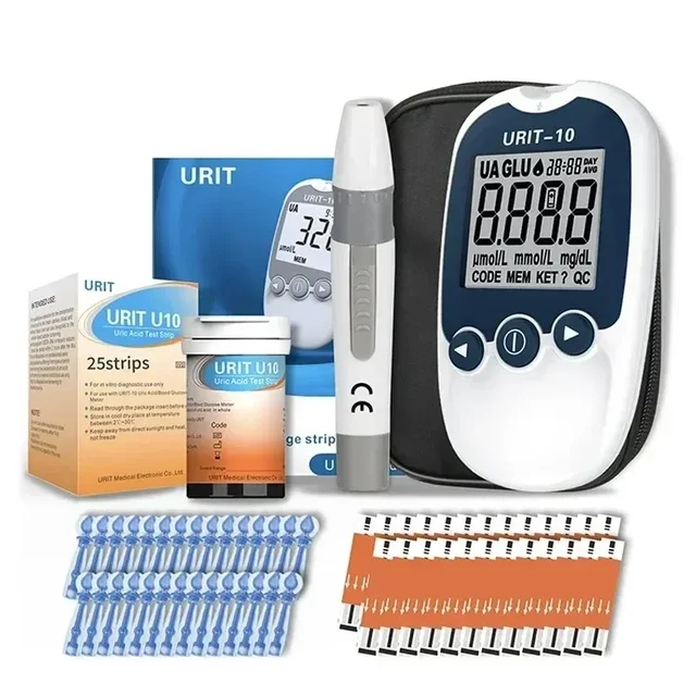 URIT U10 2in1 Uric Acid Blood Glucose Meter Test Strip Diabetes Gout Tester Monitor health medical accessories 25 Glu 10 Ua Kit