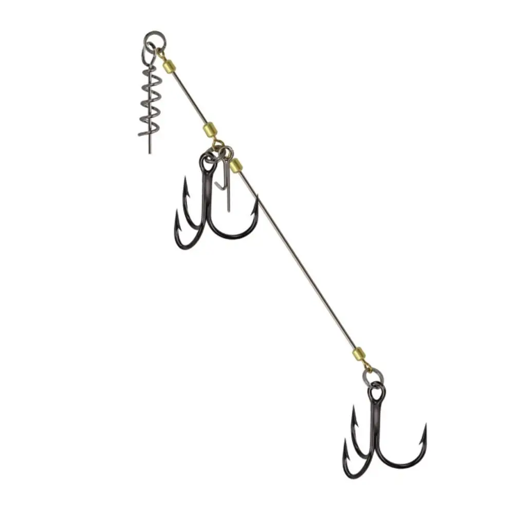 String Fishing Hook Barbed Triple Hooks Set Soft Lure Bait Fishhook Jig Rig Assist Hook With Screw Pin