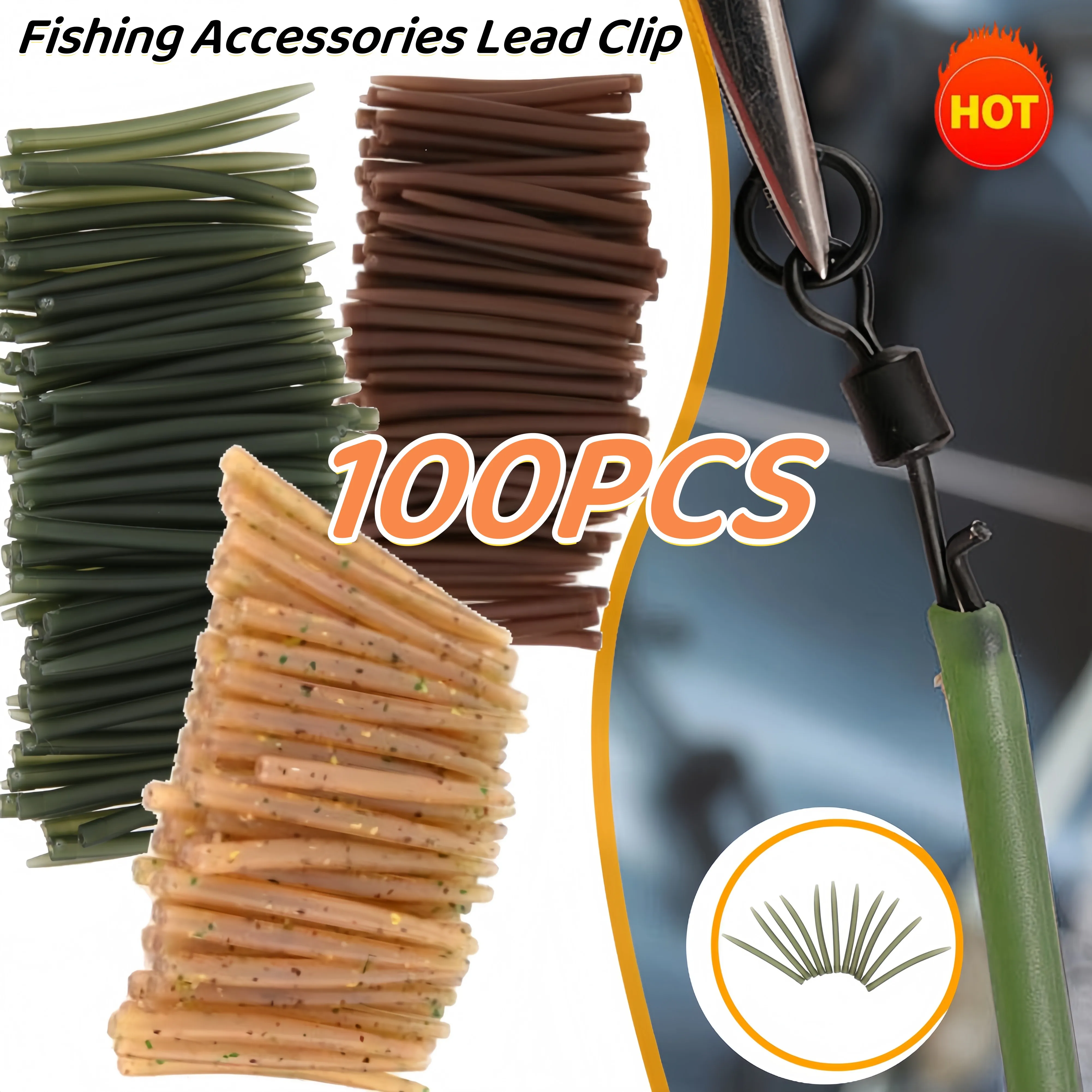 Accessoires Pêche Carpe 20-100PCS Quick Change Swivel Tail Rubber Anti Tangle Sleeves et Lead Clip