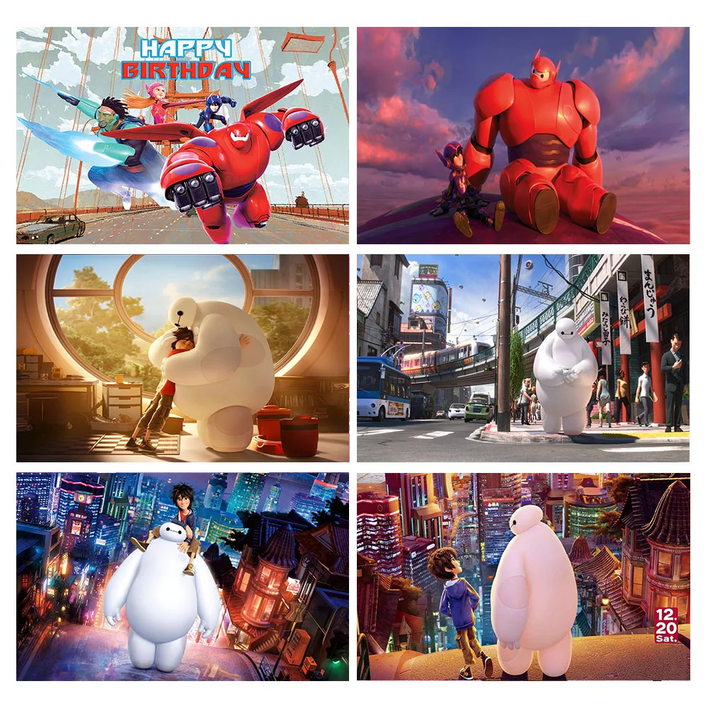 Disney Big Hero Photography Fondale Baymax Hiro Hamada Birthday Party Decor Banner Sfondo Personalizzato Studio Fotografico
