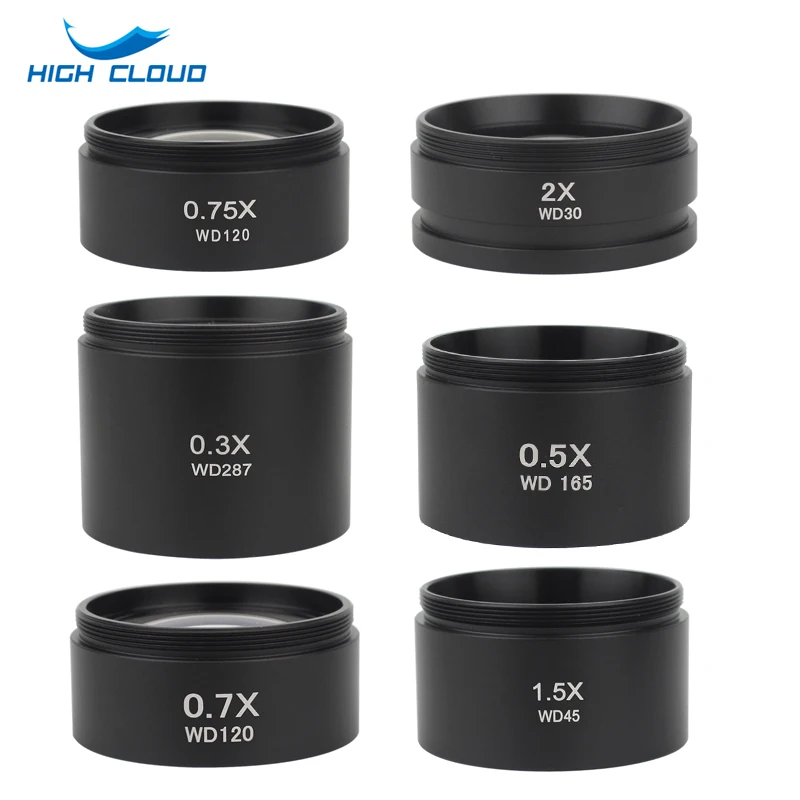 WD165 0.5X 0.7X 0.75X 1.5X 2.0X Auxiliary Objective Lens Thread 48mm Barlow Glass Lens For Stereo trinocular Microscope microscope objective lens