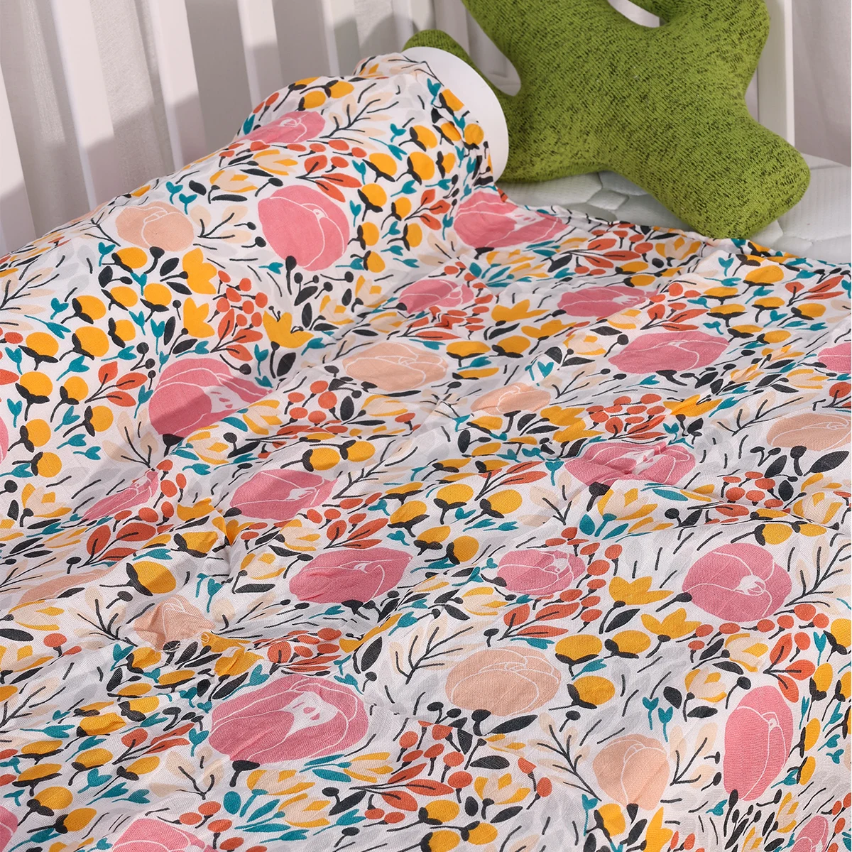 Happyflute 120*110CM Muslin Swaddle For Newborn Bamboo Cotton Summer Blanket Bed Comforter Cute Baby Blankets