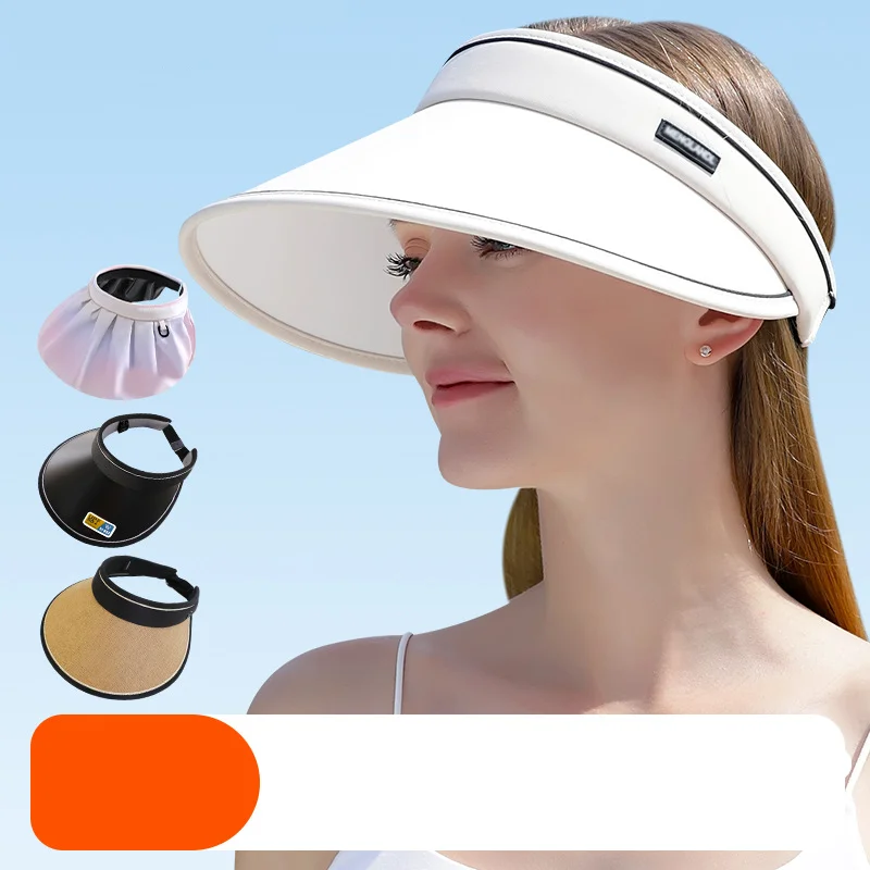 2024 Ny solskyddshatt för kvinnors sommar UV-skydd utomhus med stor brätte och tom topphatt för solskydd och ansiktstäckande solhatt_voghion.com