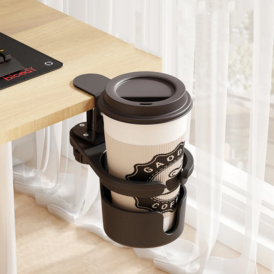 Cup Storage Holder Universal Desk Cup Holder Adjustable Arm Clamp Stand 360 Degree Rotating Table Edge Clamp Anti-Fall