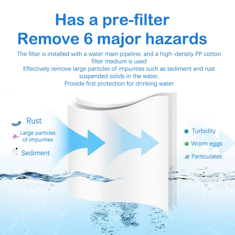 3LPM Pre-Filter Water Filter PP Cotton Filter Purifier Removal Heavy Metal Purifier Shower Washing Machine Home Health