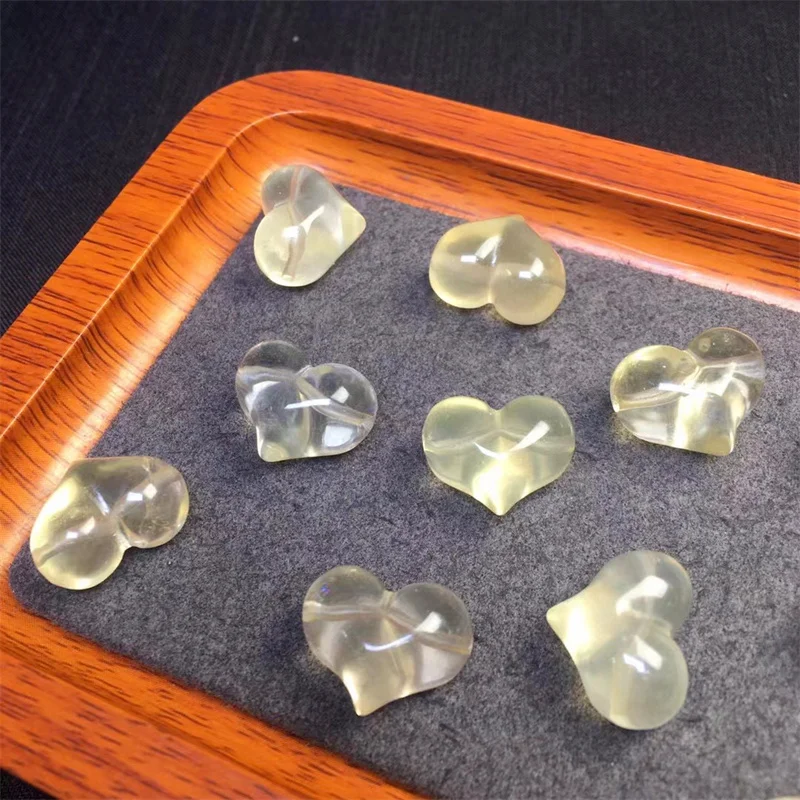 

10PCS Natural Citrine Peach Heart DIY Jewelry Accessories Mini Crystal Carving Reiki Healing Gematone 14x17mm