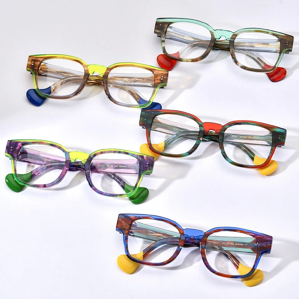 Colorful High Quality Eyeglasses Frame Square Acetate For Men Women Optical Glasses can be equipped with myopia Eyeglasses frame