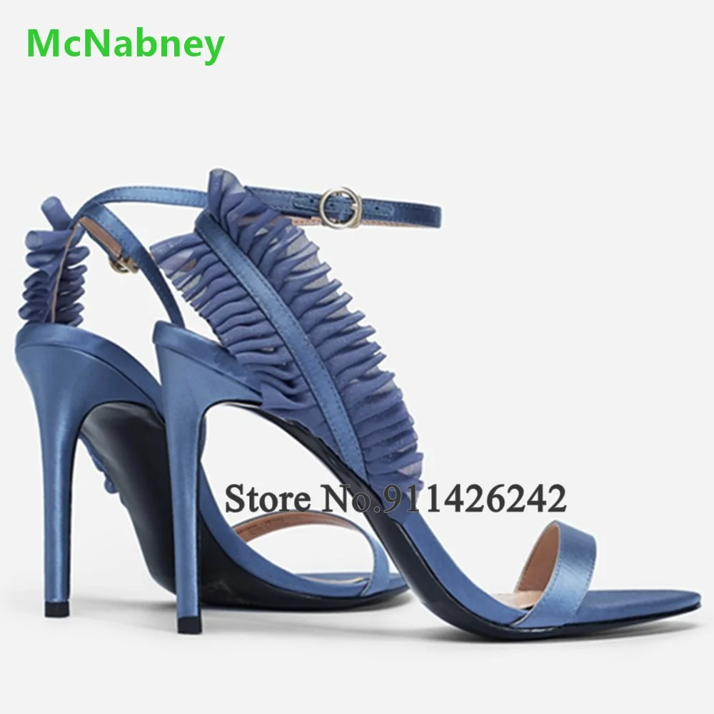 

Silks And Satins Lace Sandals For Female Women 2023 New Arrivals Ankle Buckle Strap Slingback Sexy Elegant Summer Dress Shoes