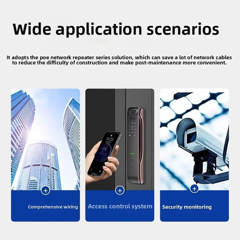 2 Port Gigabit POE Extender 10/100/1000Mbps IEEE 802.3af/at PoE Repeater For Surveillance CCTV IP Camera Power Supply