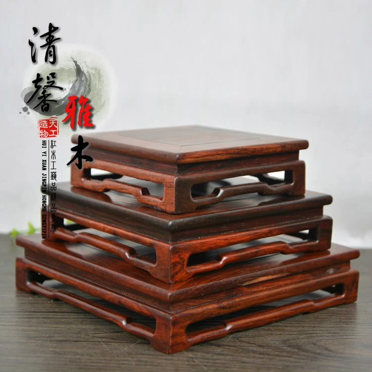 Red wood for rectangular stone vases Min dynasty type kettle seal bonsai furnishing articles of Buddha base