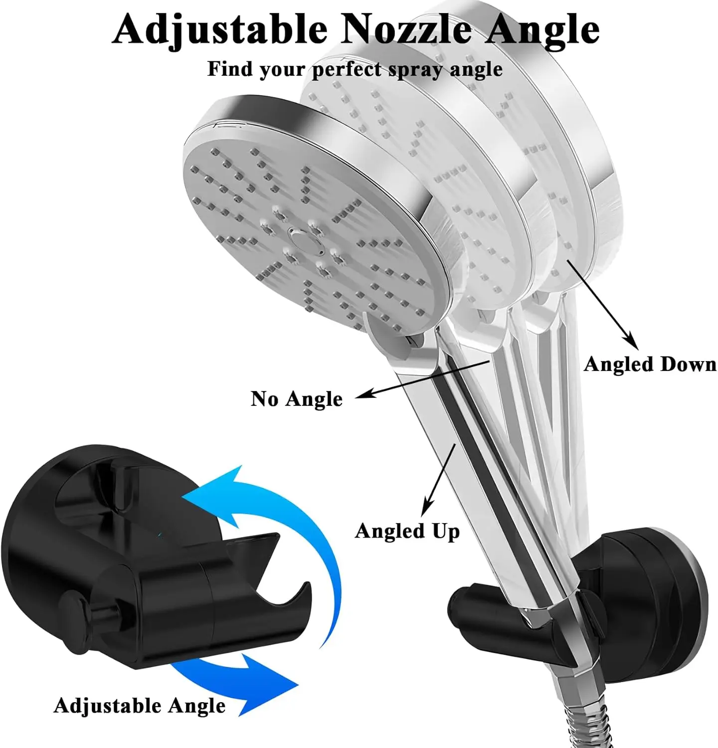 Adjustable Wall Mounted Shower Support Round Shower Head Holder Self-Adhesive Showerhead Handheld Bracket Bathroom Base 1PC