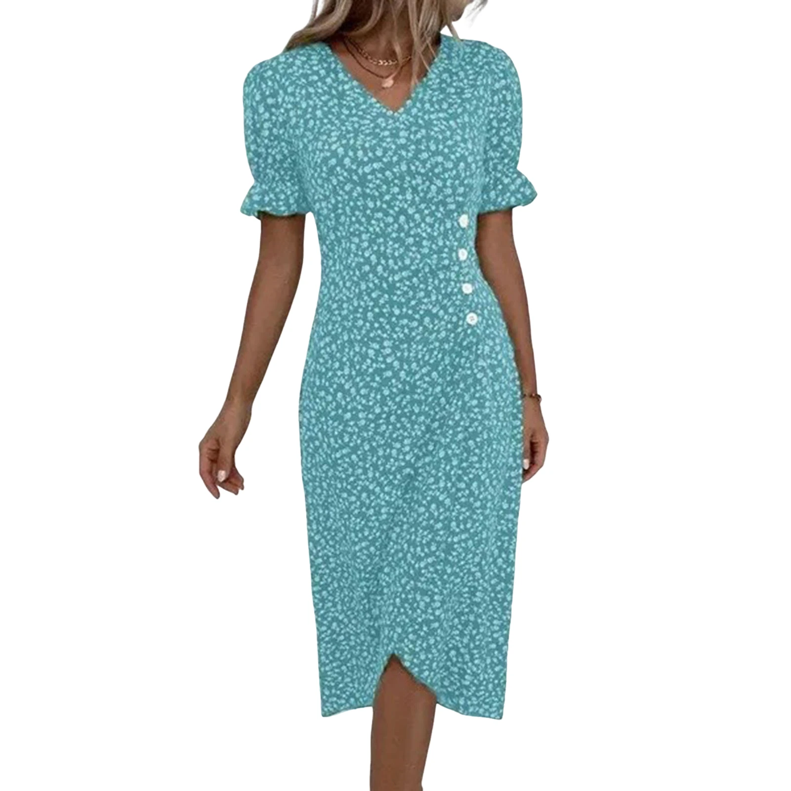 

Women's Summer Casual Floral Dresses Retro Design Slim Fit High Waist Dress Gift for Mother Woman Lover