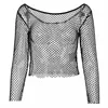 Goth Fishnet Grunge Mall Gothic Women's Sexy T-shirts Punk Black White Transparent Basic Crop Tops Skinny Fashion Clothing Alt 5