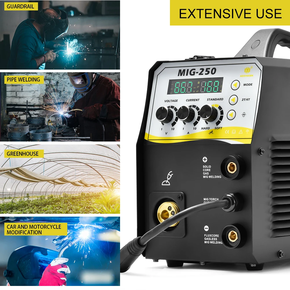 4 IN 1 MIG ARC TIG Welder Gas Gasless 2T 4T 220V IGBT MIG Welder INVERTER TIG MMA Stick Semi-automatic Welding Machine HZXVOGEN welding welders