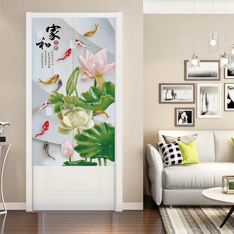 

Chinese Style Lotus Carp Door Curtain Bedroom Partition Curtain Kitchen Decoration Bathroom Feng Shui Curtain Noren