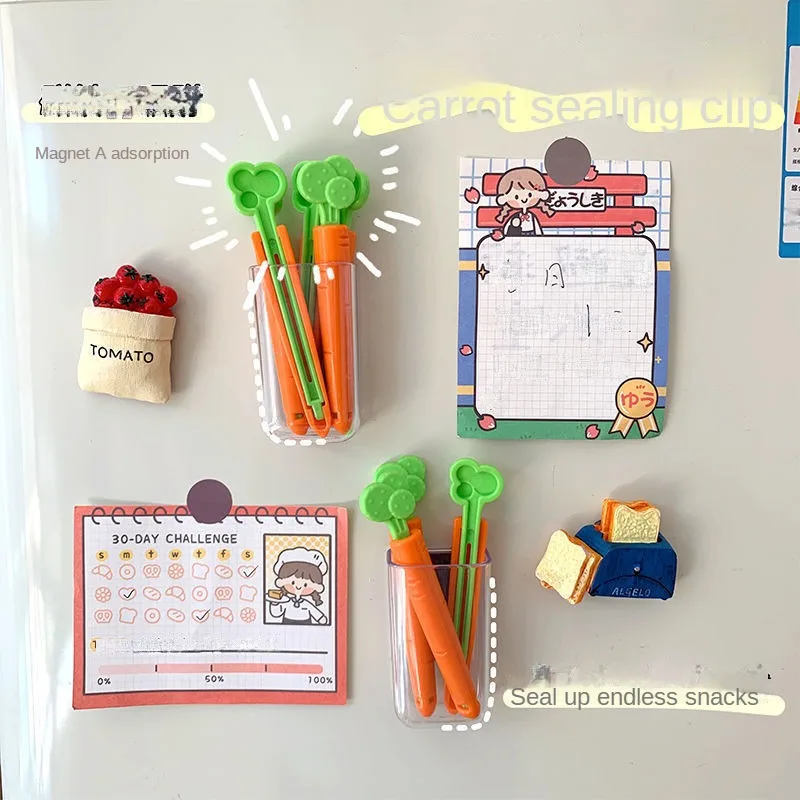 bag clips Carrot Bag Clips for Food Freshness Snacks Protection and Moisture Proof with Magnetic Seal Pack of 5