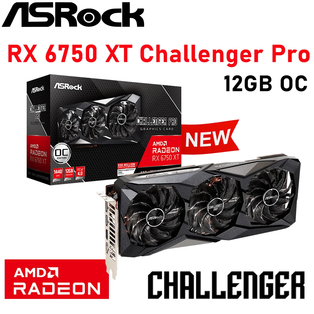 RX 6750 XT GPU ASRock RX 6750 XT Challenger 12G OC 6750XT Graphics ...