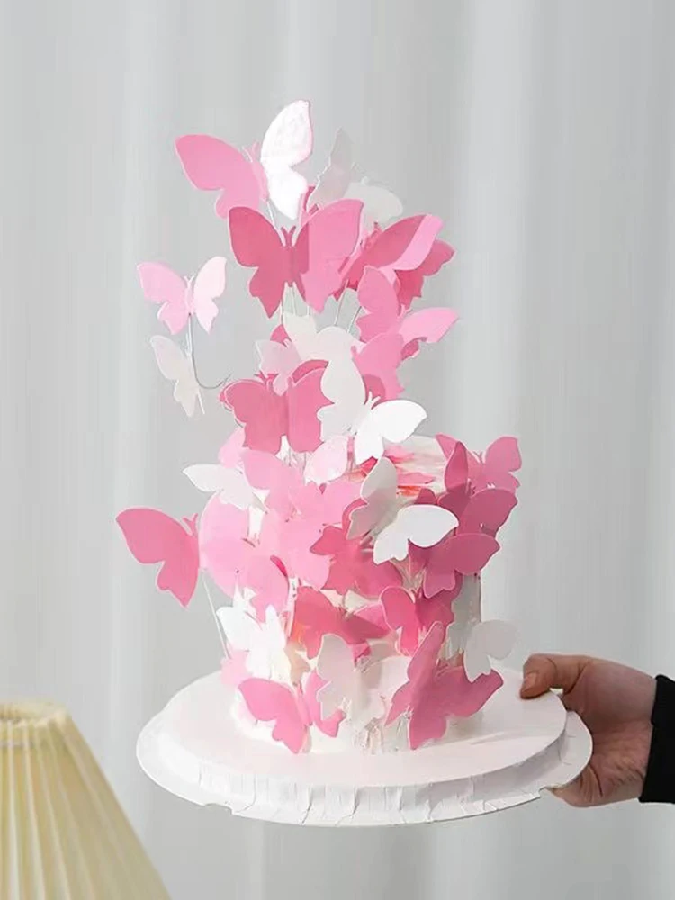 3/5/50 Pieces Butterfly Flower Shape Cake Baking Decoration Glutinous  Edible Rice Paper Wafer Paper Cake Dessert Toppers Gifts