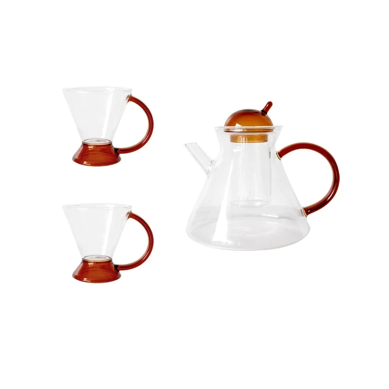 Borosilicate Glass Teapot Heat-Resistant Large Clear Tea Pot Flower Tea Cup  Set Teaware Tea Pot and Cup Set