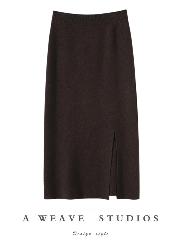 Women's Pure Cashmere Long Skirt - Knit Texture