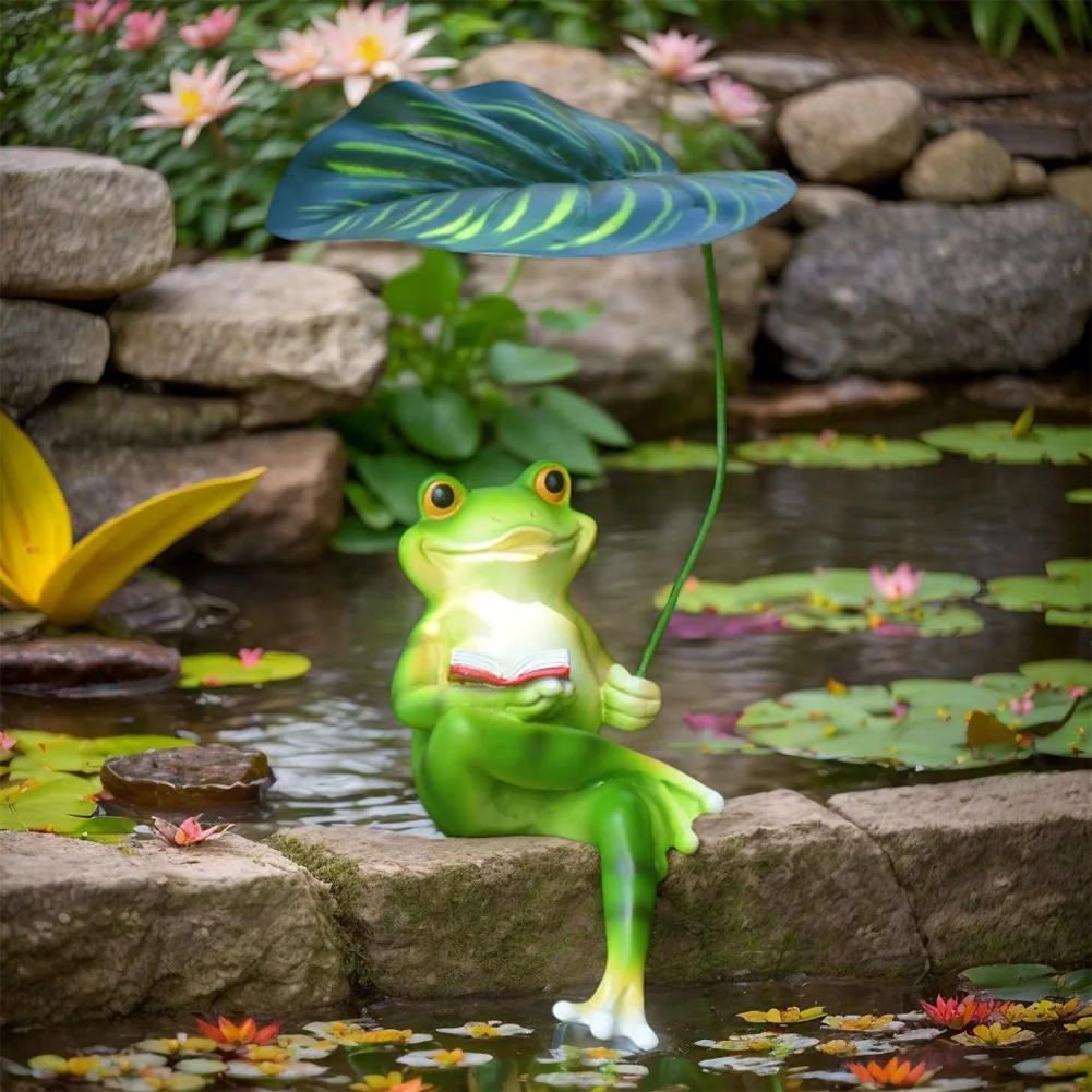 Frog Garden Statue Resin Frog Ornament Animal Sculpture for Garden Yard Patio Fairy Garden Accessories