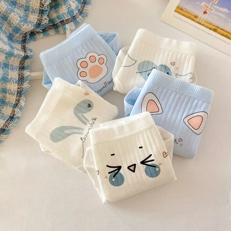 5PCS Girls Cotton Antibacterial Panties Kid Soft Cartoon Briefs 2+y Young Child Underwears
