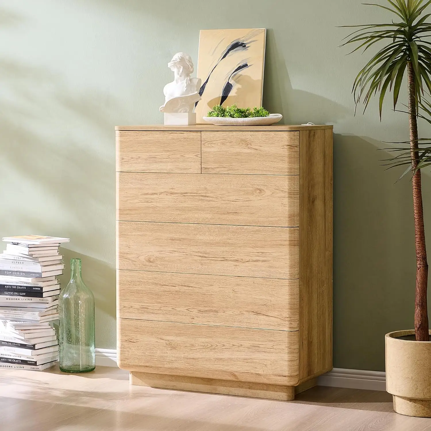 6 Drawer Dresser for Bedroom, 42 Inch Tall Modern Chest of Drawers, Push-to-Open Wood Storgae Organizer with Large Drawers