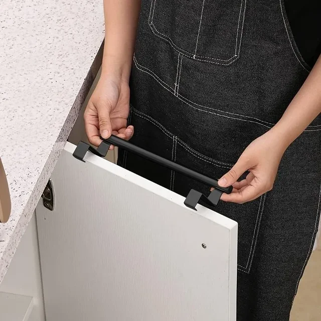 Towel Rod Steel Metal Wire Over Cabinet Towel Rack Storage Organizer Bathroom Door Hanging Towel Rack Punch-free Rag Hanger 3