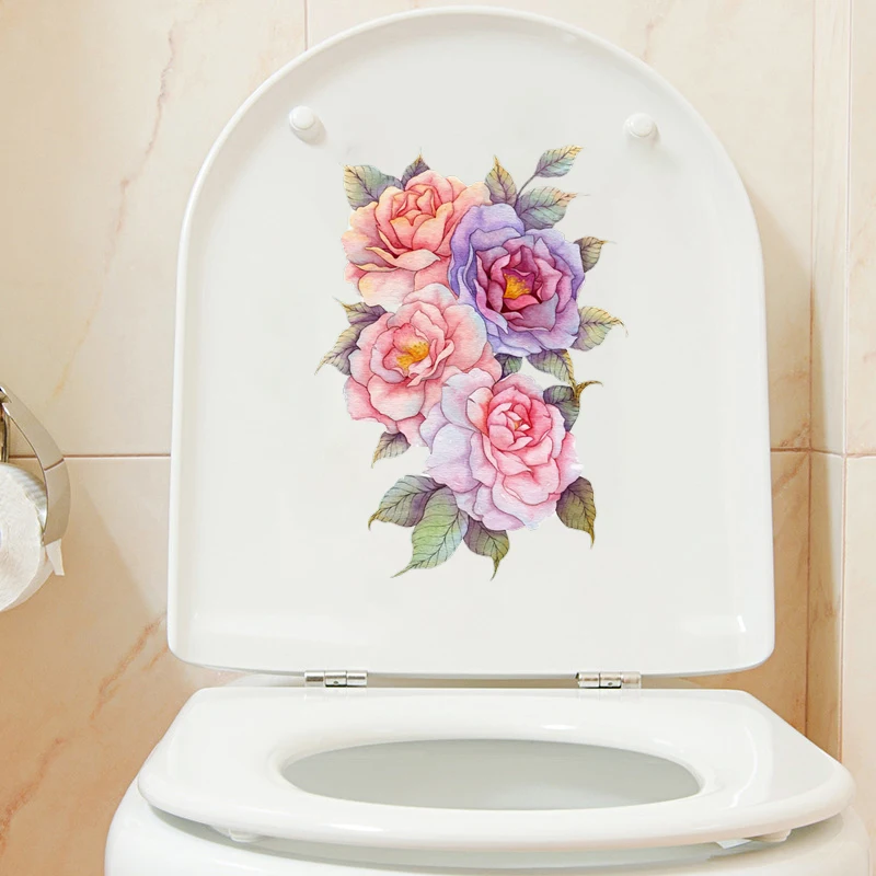 

Three Ratels QCF43 Beautiful Hand drawn flowers bouquet for living room decoration refrigerator Toilet Wall mirror stickers