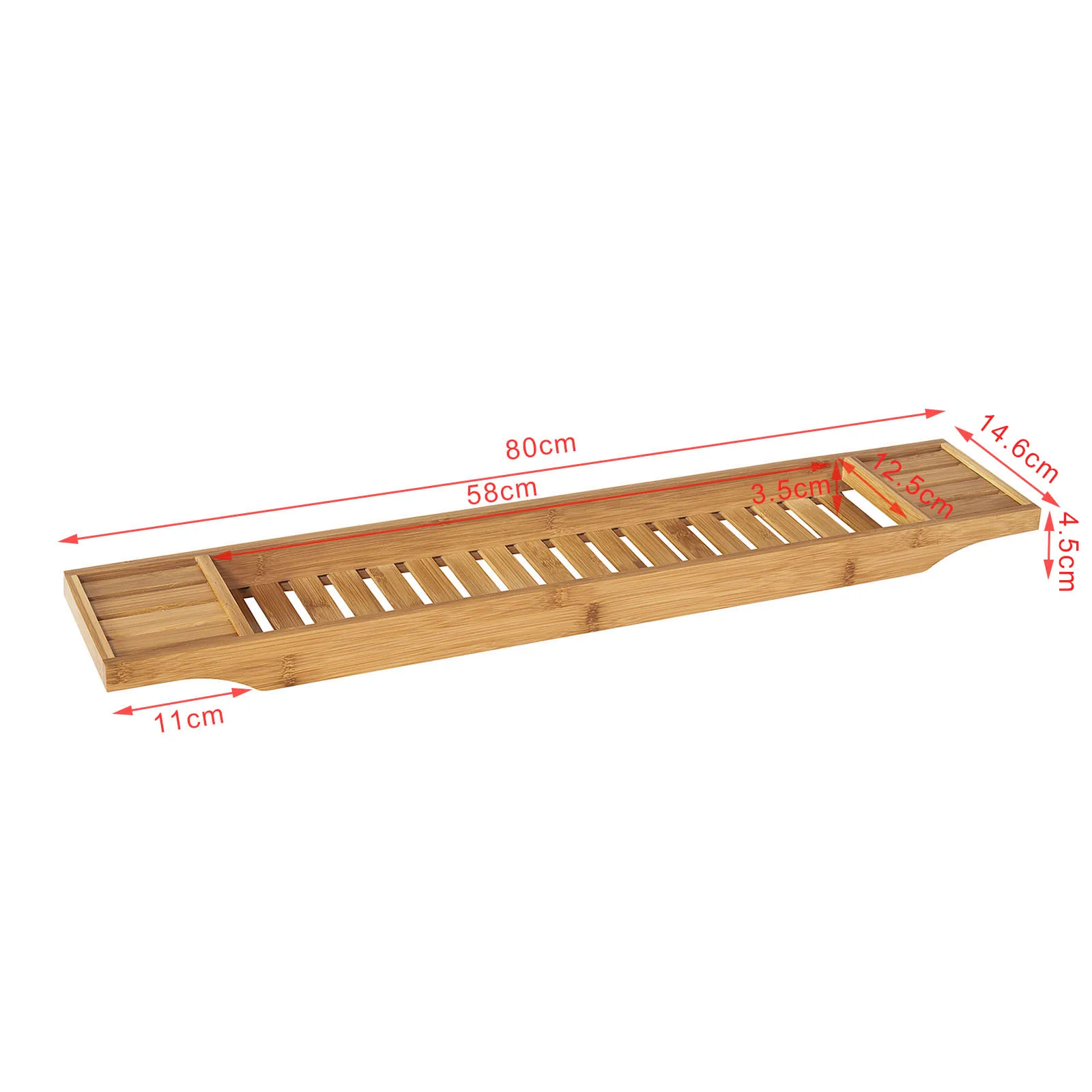 SoBuy FRG212-N 80cm Lang- Schöne Badewannenablage aus Bambus Badewannenbrett Badewannenauflage Wannenbrücke – Detail 1