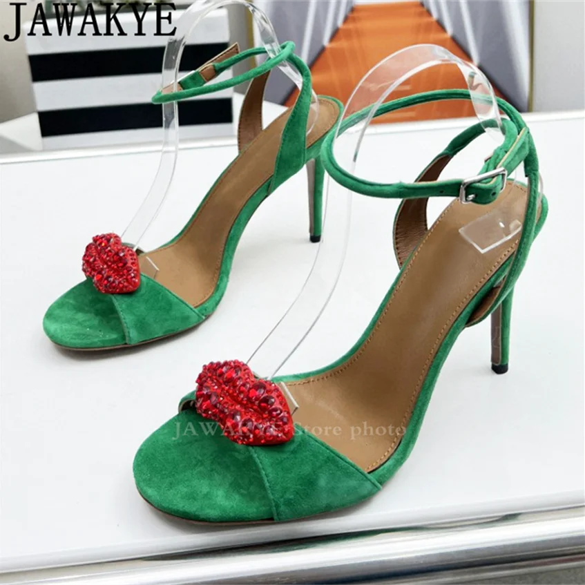 

Женские босоножки на тонком высоком каблуке, туфли-лодочки с ремешком на щиколотке и стразами, Роскошные туфли-лодочки для невесты, лето 2024