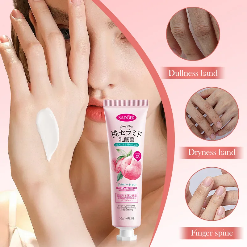 3/5pcs SADOER Peach Lactobacillus Hand Cream Anti-Drying Crack Moisturizing Brightening Repairing Hand Creams Hands Skin Care