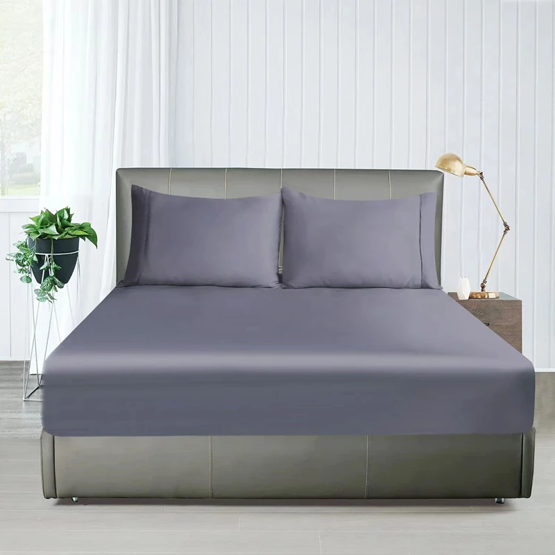 100BambooFibreBedSheetTwinQueenKingBeddingCoolingSolidColor
