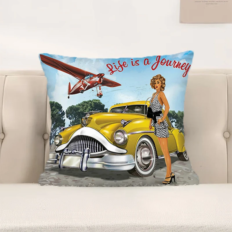 

Decorative Pillows Highway Route 66 Custom Pillow Cover 45x45 Double-sided Printing Short Plush Fall Decoration Cushion Covers