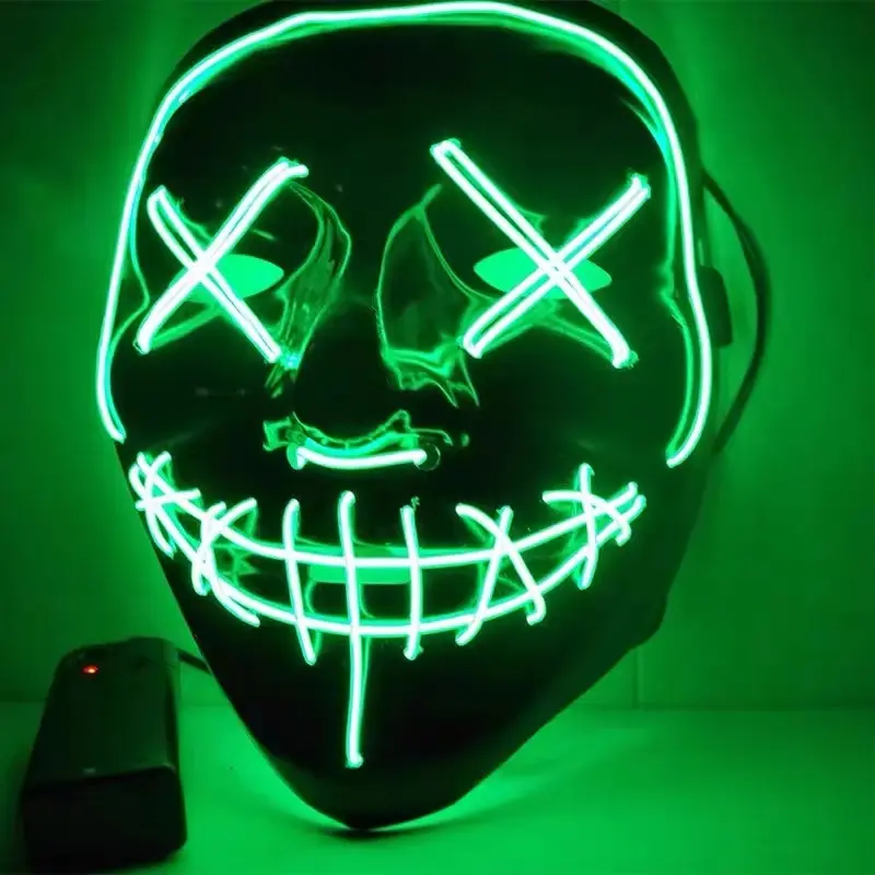 1 Pcs Neon Light Led Bright Toy Mask Black V-shaped Luminous Mask Glowing Shining Toy