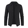 European and American Men's Fashionable Pure Color Lapel Pocketed Slim-fit Long-sleeved Knitted Sweater for Winter. M-XXXL 1
