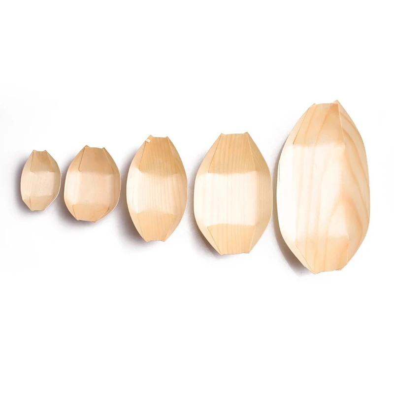 Disposable Containers 50Pcs Disposable Wooden Sushi Plate