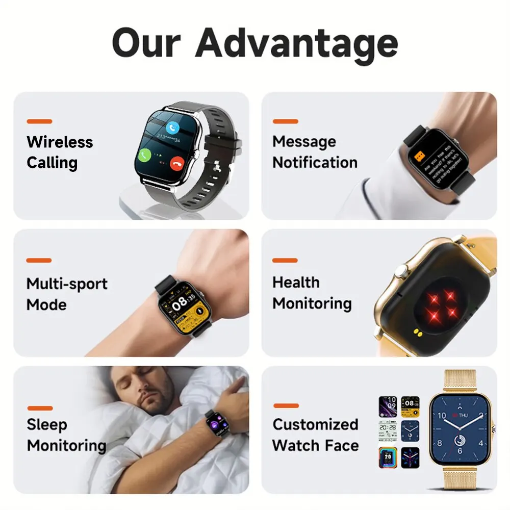 2025 New Smartwatch 1.83"Color Screen Full Touch  Wireless Bluetooth Call Custom Dial Heart Rate Monitor Smart Watch Women Men 4