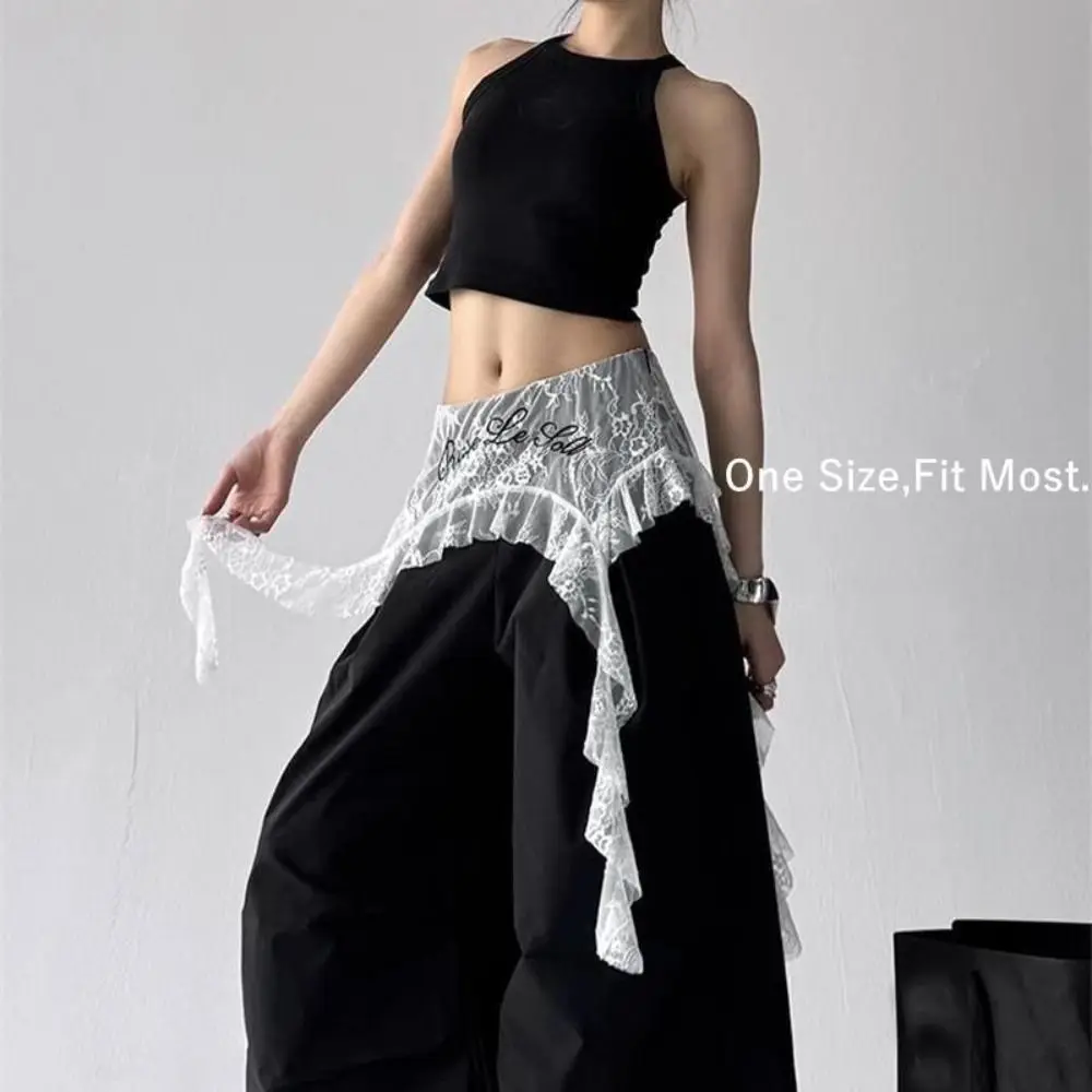 Embroidered Flower Lace Mini Skirt with Lace-Up Design